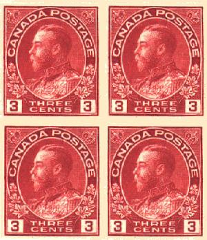 THREE CENTS CARMINE IMPERFORATE